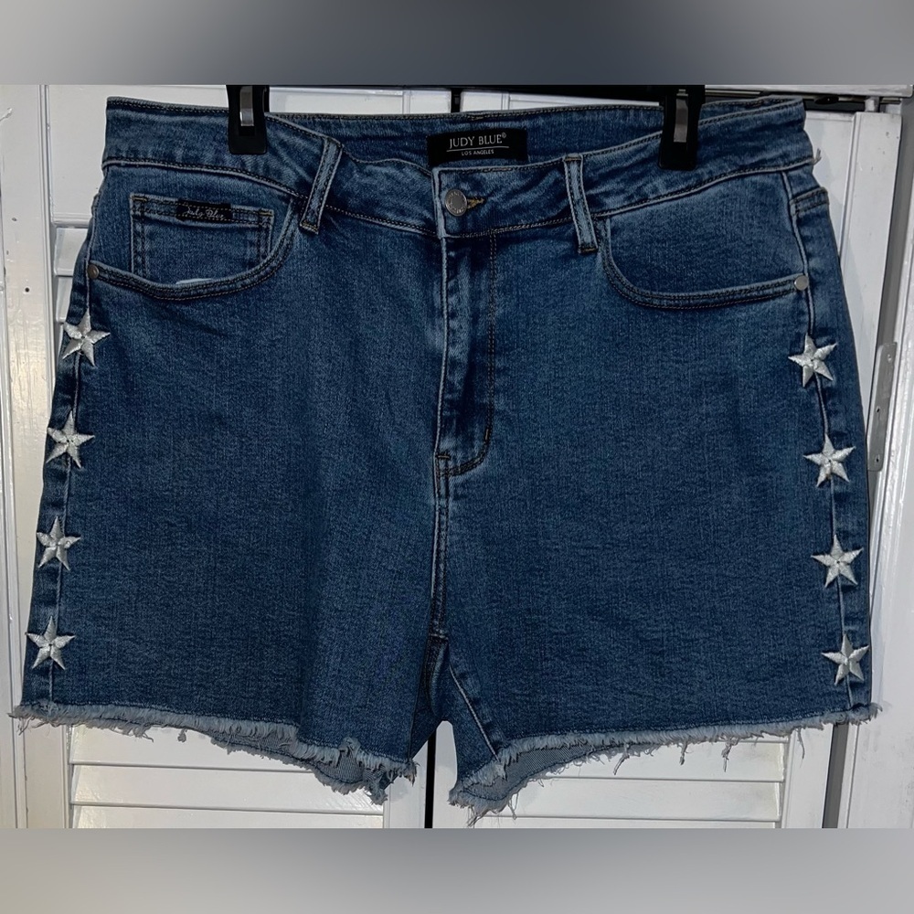 Judy Blue High Rise Star Embroidered Denim Shorts